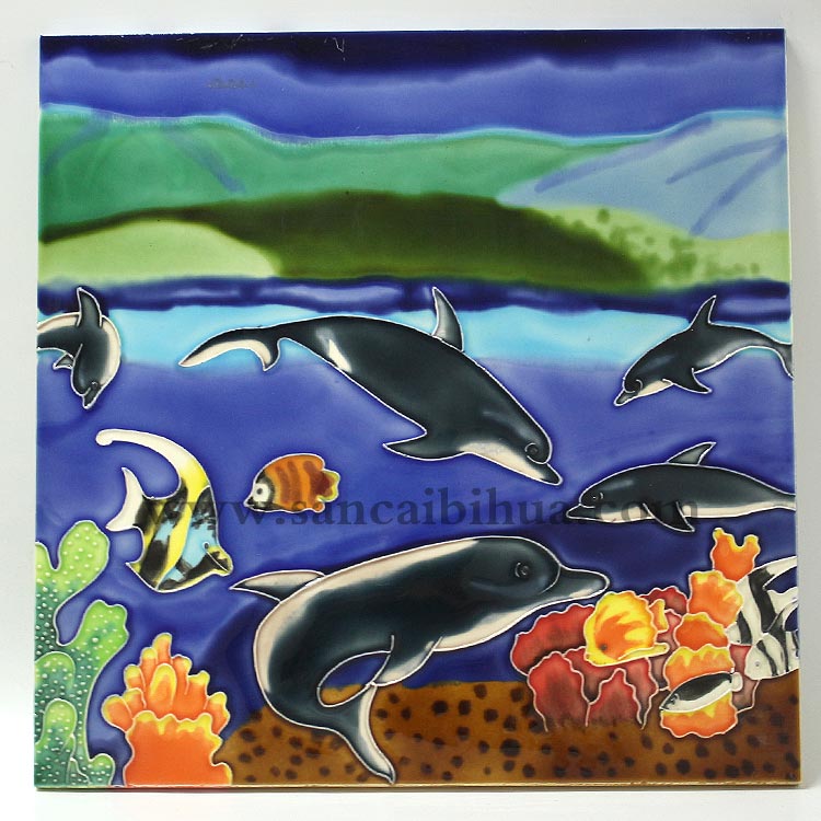 海洋生物瓷板畫