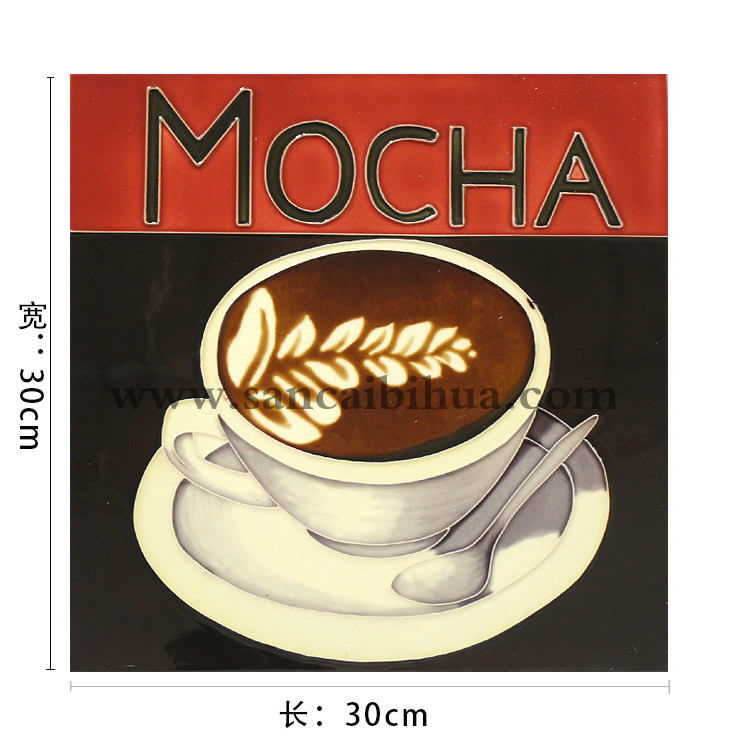 咖啡杯瓷板畫擺件 咖啡杯瓷板畫擺件