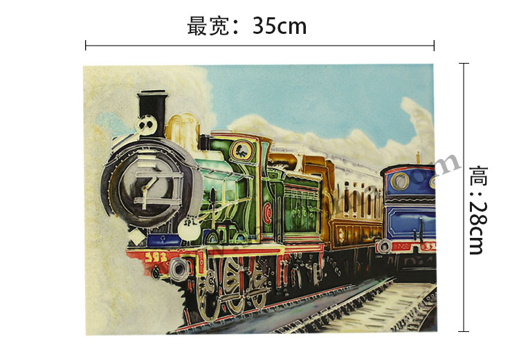 三彩瓷板畫機車系列