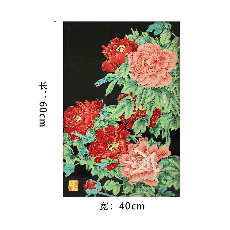 三彩牡丹瓷版畫