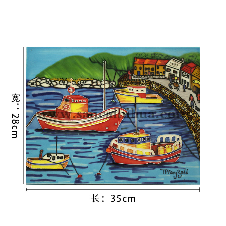 山水風景瓷板畫