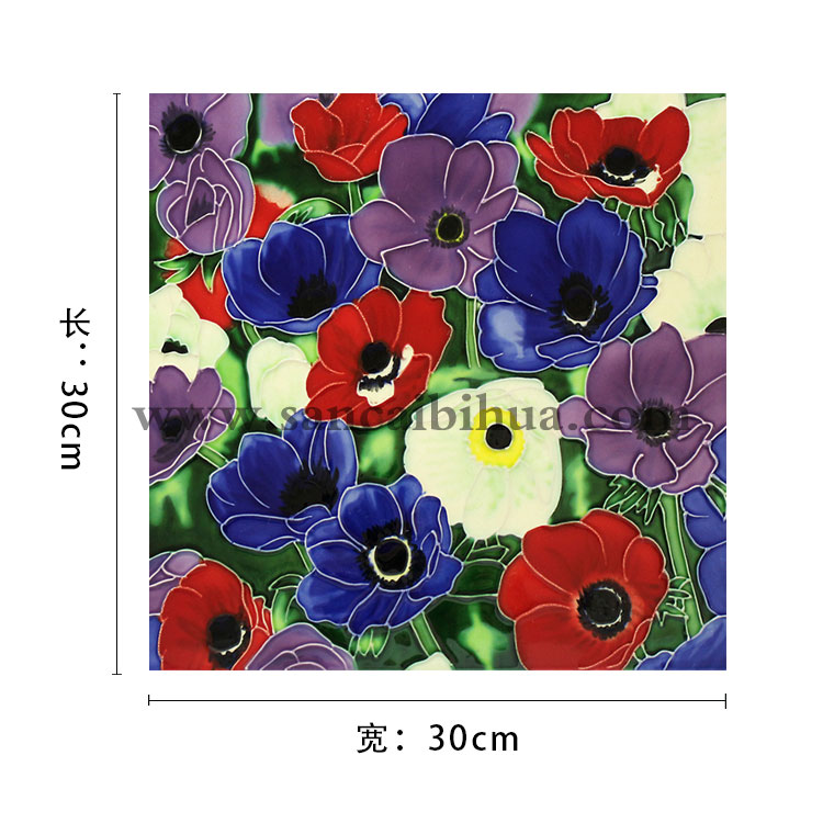 植物花卉三彩瓷板畫