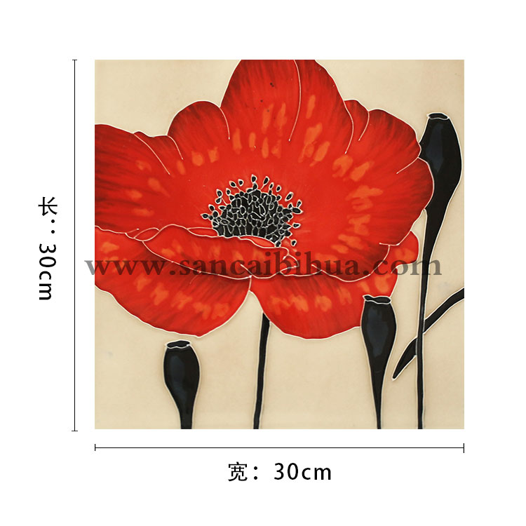 花卉三彩瓷板畫