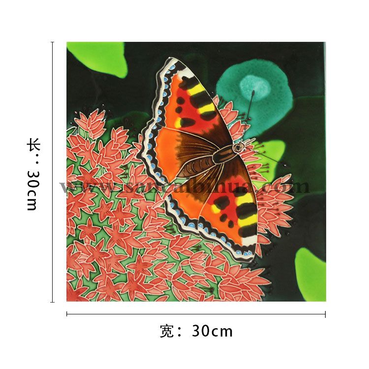 植物花卉三彩瓷板畫